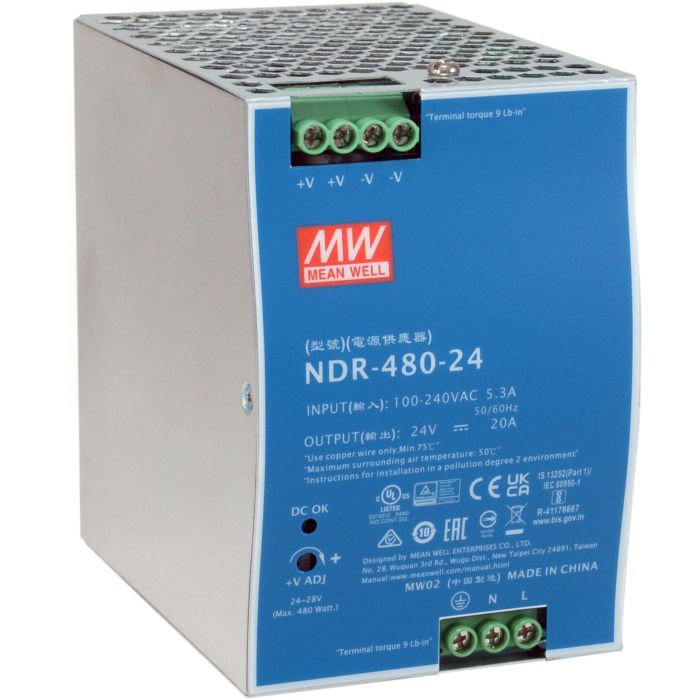 LevelOne POW-2462 Fuente Alimentación Industrial DIN-Schiene 480W 24V DC, Protecciones Sobrecarga/Cortocircuito