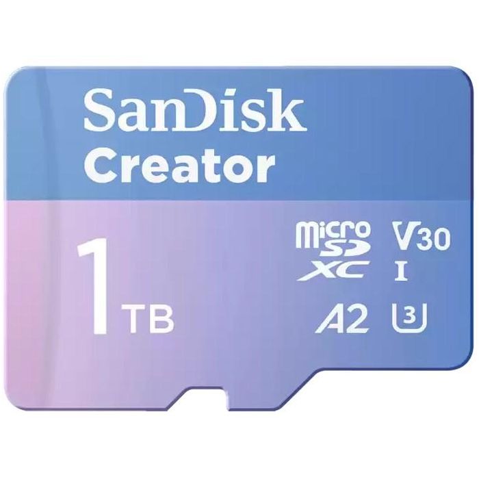 SanDisk Tarjeta de Memoria MicroSDXC 1TB Creator Clase 10, UHS-I, Lectura 190MB/s, Escritura 130MB/s