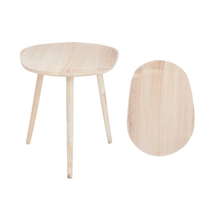 Mesa de Centro Ovalada Natural Giftdecor 68x50x48 cm - Madera Blanca 2