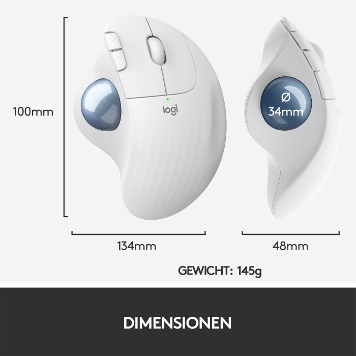 LOGITECH Raton Trackball Inalambrico ERGO M575/ Hasta 2000 DPI/ Blanco Crudo 5
