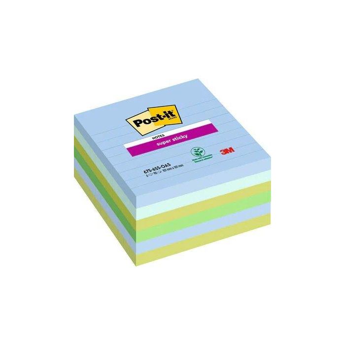 Taco Notas Post-It 675 Super Sticky 101X101 Colores Oasis Pack De 6
