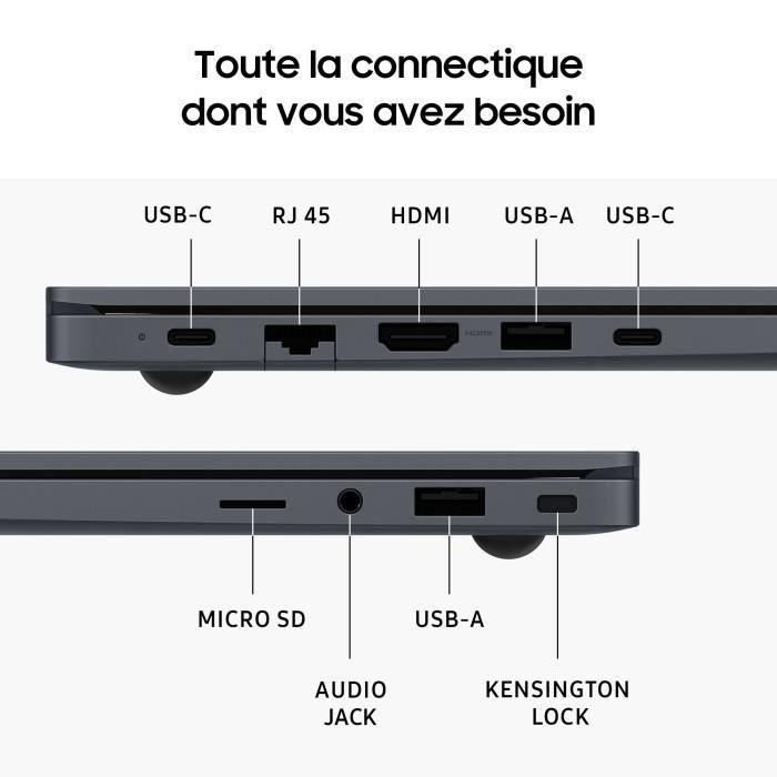 Portátil Samsung Galaxy Book4 de 15,6 pulgadas, Intel Core i5U, 8 GB de RAM, SSD de 256 GB, gráficos Intel, AZERTY, color gris. 4