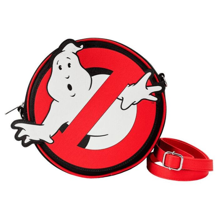 Loungefly Bolso Cruzado Glow Ghostbusters con Logo que Brilla en la Oscuridad, Piel Vegana, 22.5cm