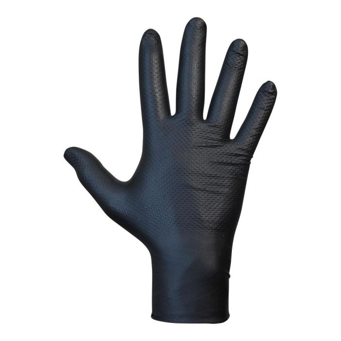 Juba Guante Desechable Agility Grip Nitrilo sin Polvo Negro Talla 11 Diamantado Extra Grueso Máximo Agarre Protección Química Caja 50 Unidades Juba Guante Desechable Agility Grip Nitrilo sin Polvo Negro Talla 11 Diamantado Extra Grueso Máximo Agarre Protección Química Caja 50 Unidades