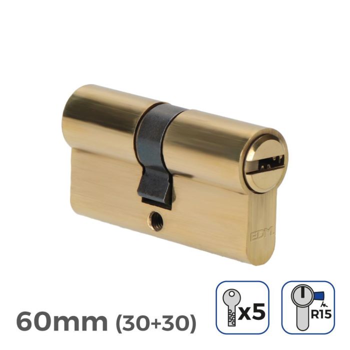 Cilindro latón 60mm (30+30mm) leva larga r15 con 5 llaves de seguridad incluidas Cilindro latón 60mm (30+30mm) leva larga r15 con 5 llaves de seguridad incluidas