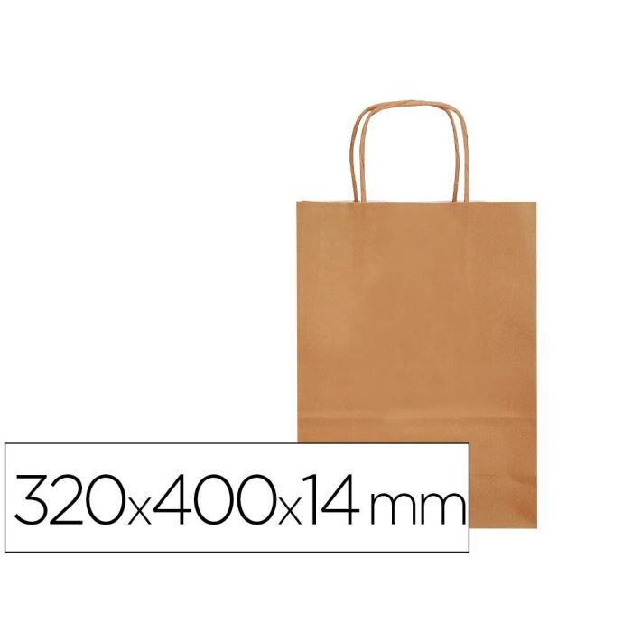 Bolsa Papel Q-Connect Celulosa Natural Liso L Con Asa Retorcida 320x400x14 mm 25 unidades