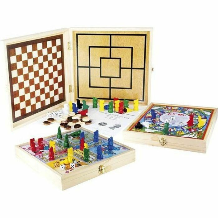 JEUJURA Wooden Box 100 Juegos de mesa tradicionales