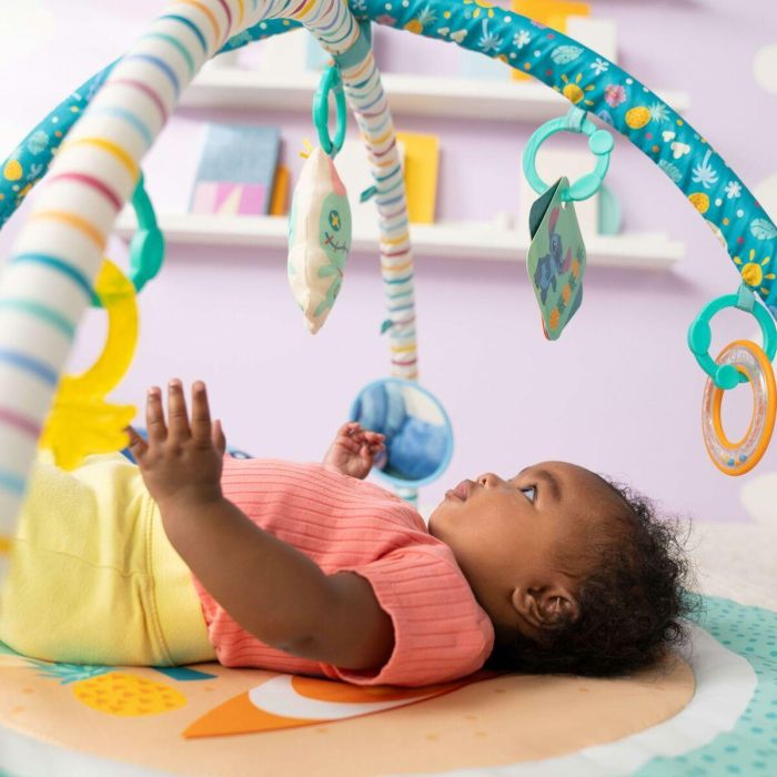 Bright Starts Alfombra de Juego Bebé BRI0074451174467 Disney Baby Stitch, Evolutiva con Juguetes Sensoriales, Peluche, Espejo y Sonajero 8