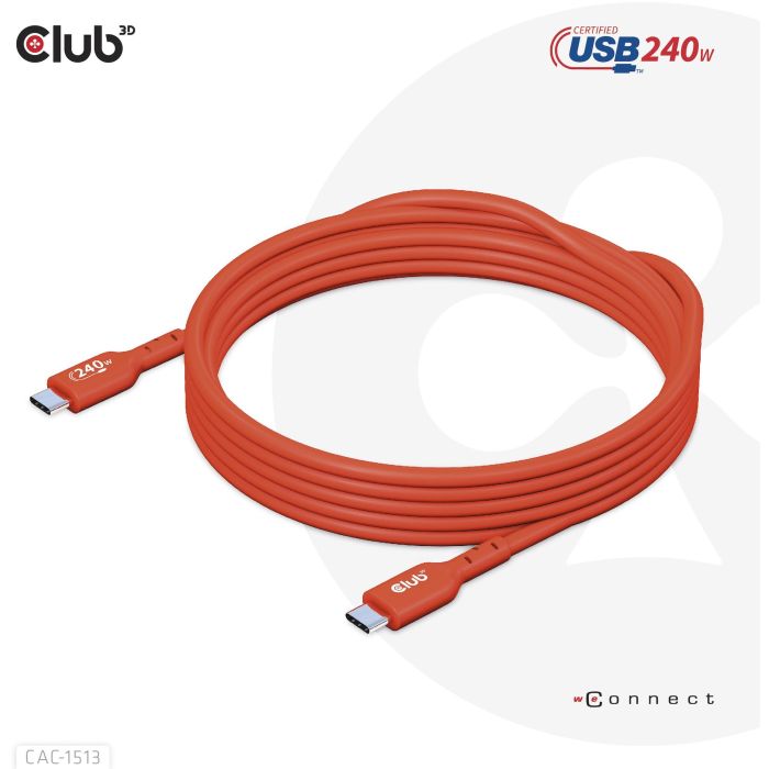 Club3D Kabel USB 2 Typ C PD 240W / 480Mb 3m St/St 3