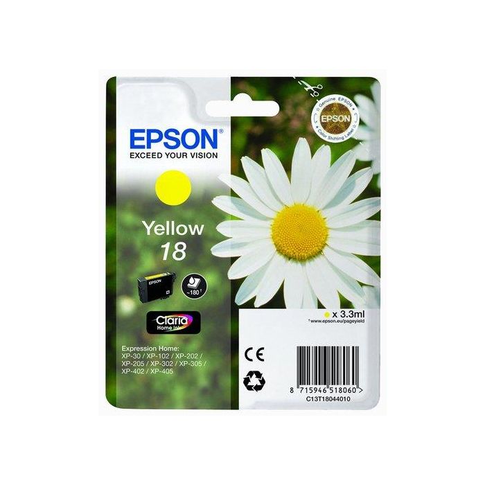 Cartucho Inkjet Epson T180440 Nº18 Expression Home Xp102/205/305/405 Amarillo 3,3 Ml