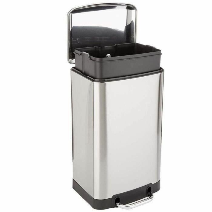 Kitchen Move Cubo de basura con pedal rectangular para cocina 30L Acero inoxidable cepillado Greenwich 2