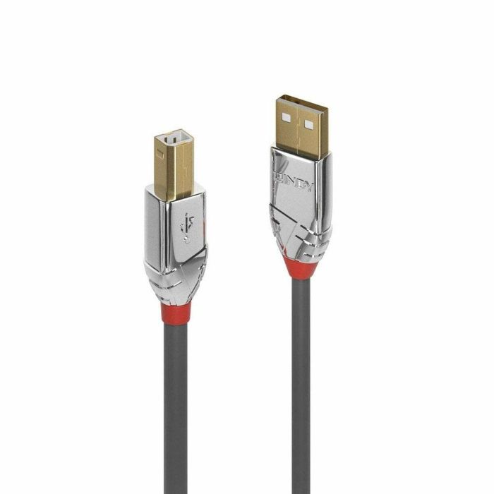 Lindy Cable USB 2.0 Tipo A a B Cromo Line 1m para Conexión de Datos, Alto Rendimiento, Doble Apantallamiento, Contactos de Oro, 480Mbps