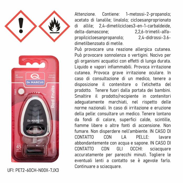 Dr. Marcus DRM0338 Ambientador Coche Harmony Frutos Rojos, Botella 8ml para Rejilla de Ventilación - Aroma Duradero 45 Días 3