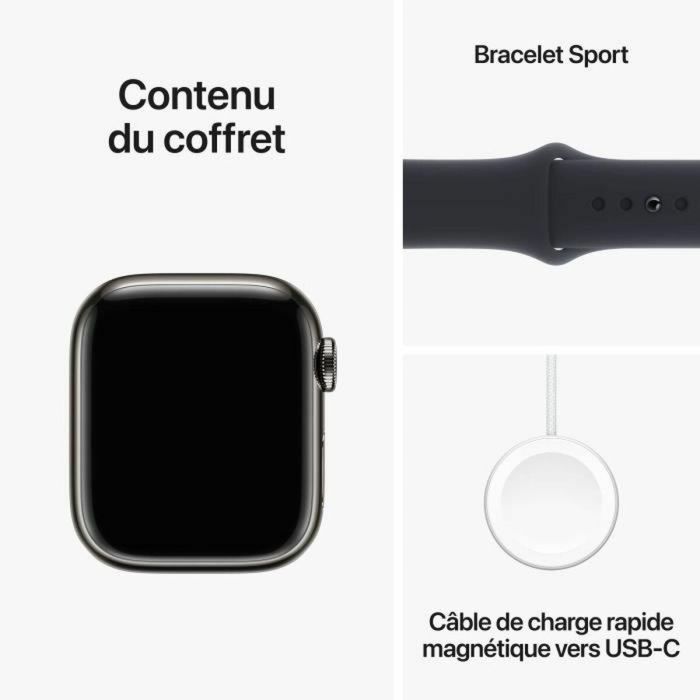 Apple Watch Series 9 GPS + Cellular - 41 mm - Caja de acero grafito - Correa deportiva medianoche - M/L 1