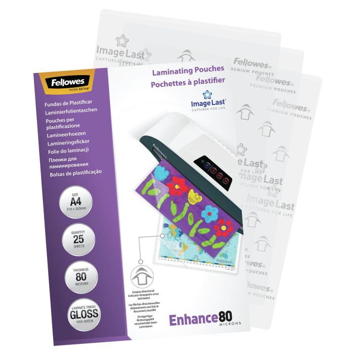Fellowes Fundas Plastificar Brillo DIN A4 80 mc Pack 25 Unidades 2