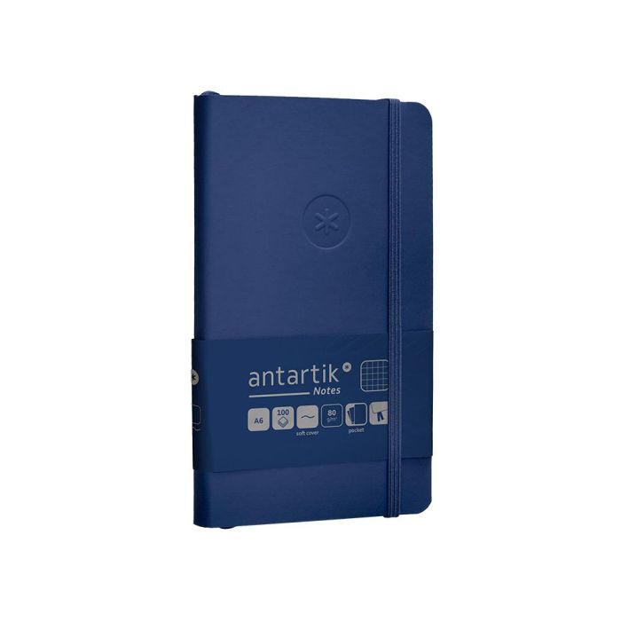 Cuaderno Con Gomilla Antartik Notes Tapa Blanda A6 Cuadricula Azul Marino 100 Hojas 80 gr Fsc 4