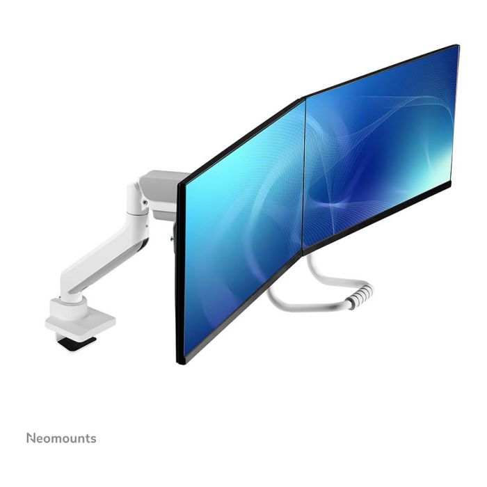 Neomounts Brazo de Monitor para 2 Pantallas DS75-450WH2, 17-32 Pulgadas, 8kg por Pantalla, Resorte de Gas, Blanco