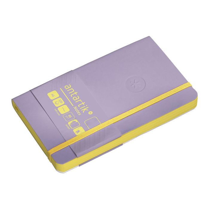 Cuaderno Con Gomilla Antartik Notes Tapa Blanda A6 Hojas Lisas Morado Y Amarillo 100 Hojas 80 gr Fsc 5