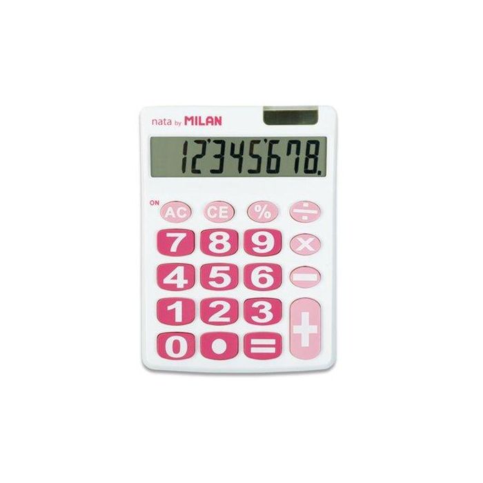 Calculadora Sobremesa Milan 8 Digitos Blanco/Rosa Teclas Grandes