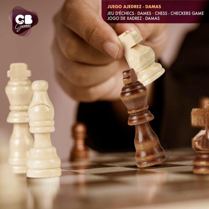 Tablero de Ajedrez y Damas CB Games Madera Cajón (4 Unidades) 1 Tablero de Ajedrez y Damas CB Games Madera Cajón (4 Unidades) 1