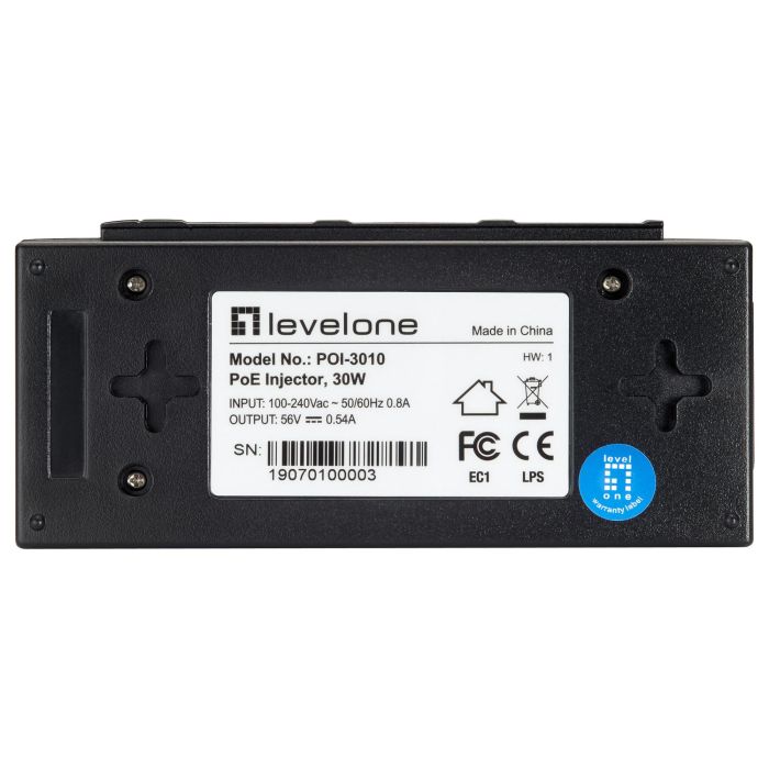 Level One POI-3010 Inyector PoE 30W Ethernet Gigabit IEEE 802.3af/at 5 Level One POI-3010 Inyector PoE 30W Ethernet Gigabit IEEE 802.3af/at 5
