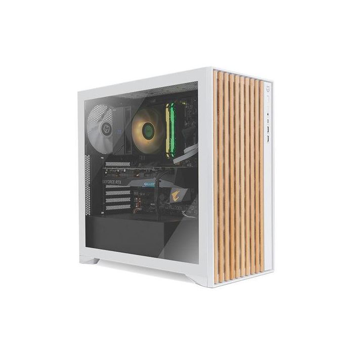 NOX Caja Semitorre ATX Hummer Element NXHUMMERELEMENT Blanca Madera con Ventana y USB 3.0 Type C