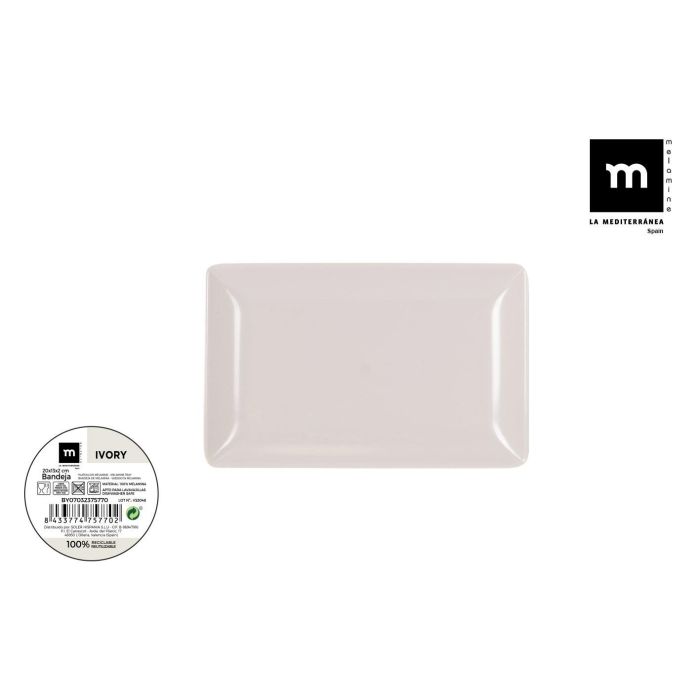 Bandeja de Melamina Ivory 20x13x2 cm - La Mediterranea (24 Unidades) Bandeja de Melamina Ivory 20x13x2 cm - La Mediterranea (24 Unidades)