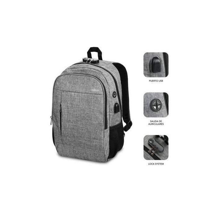 SUBBLIM Mochila Portatil Urban Lock Backpack 16" Grey 1 SUBBLIM Mochila Portatil Urban Lock Backpack 16" Grey 1