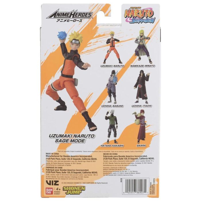 Bandai Figura Anime Heroes Naruto Uzumaki Sage Mode 17cm 16+ puntos de articulación 1