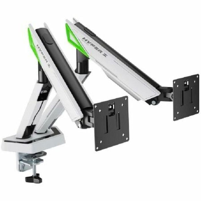 AISENS - SOPORTE DE MESA GAMING CONTRAPESO GIRATORIO E INCLINABLE PARA MONITOR/TV 16KG (3 PIVOTES, 2 BRAZOS) DE 17-38, NEGRO-BLANCO