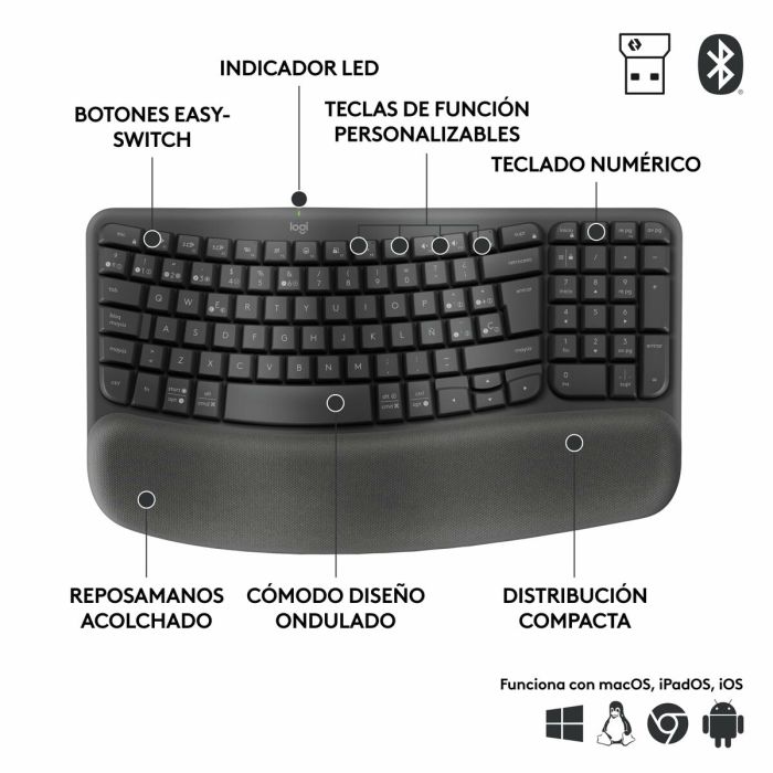 Teclado y Ratón Logitech Grafito Acero Qwerty Español 10 Teclado y Ratón Logitech Grafito Acero Qwerty Español 10