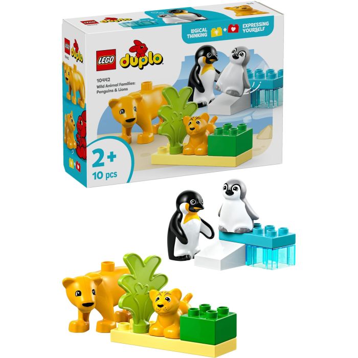LEGO DUPLO 10442 Juguete de Construcción Familias Fauna Salvaje: Pingüinos y Leones para Desarrollo Motriz y Imaginación Niños +2 Años 12