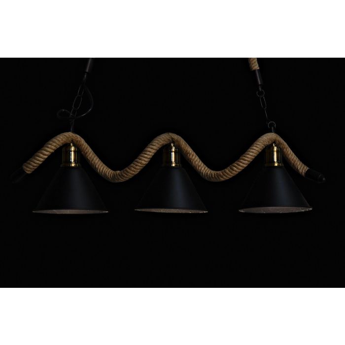 DKD Home Decor Lámpara de Techo Negra y Natural Metal y Cuerda 18 x 20 x 85 cm 1