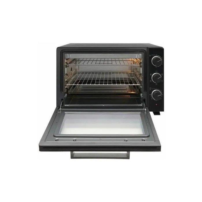 Brandt FC469MUB Mini-Horno Multifunción 46L 1800W Termostato 230°C Temporizador 120min Aluminio Negro 1
