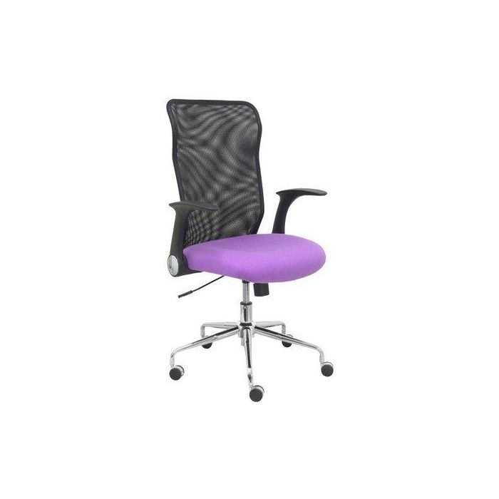 Silla Piqueras Y Crespo Minaya Brazos Retractiles Mecanismo Basculante Ergonomica Respaldo Malla Transpirable Negra Asiento Tapizado Bali Lila