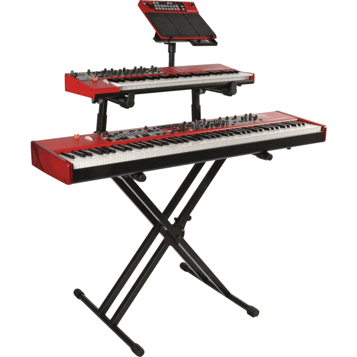 Quiklok Soporte Teclado QL742 Doble Perfil 2 Niveles Formato X Ajustable Altura Negro 1