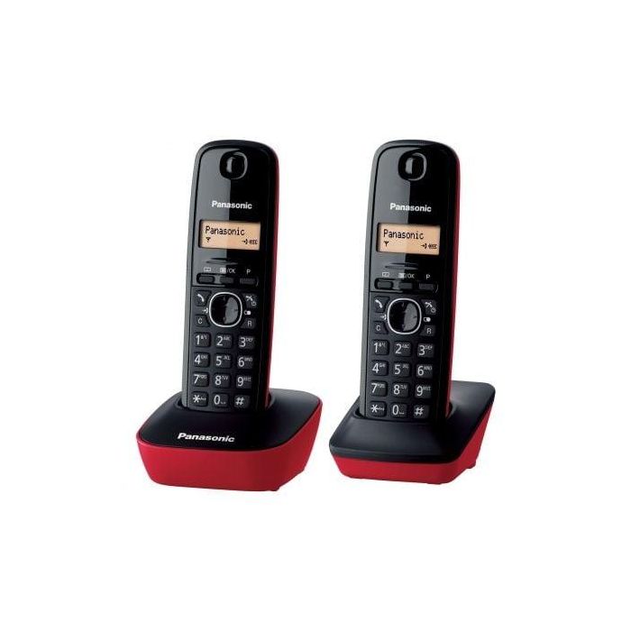 Panasonic KX-TG1612SPR Teléfono Inalámbrico Pack DUO Negro y Rojo con LCD Iluminada, Agenda 50 Contactos e Identificador de Llamadas. Panasonic KX-TG1612SPR Teléfono Inalámbrico Pack DUO Negro y Rojo con LCD Iluminada, Agenda 50 Contactos e Identificador de Llamadas.