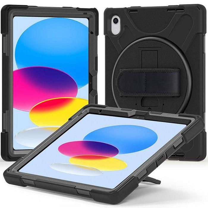 eSTUFF Funda Defender iPad 11ª gen 2025 / 10ª gen 2022 CHICAGO Cuerpo Completo Negro con Protector Pantalla Integrado y Soporte 6
