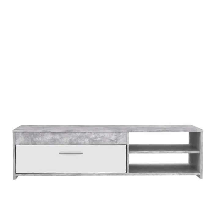 PILVI Mueble de Televisión Moderno Hormigón Blanco y Gris Claro Ancho 120 cm Profundidad 42,1 cm Alto 31,8 cm 1