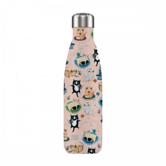 Enesco Botella Isotérmica Acero Inoxidable Doble Pared Sin BPA Hermética 50cl Diseño Crazy Cats Michelle Allen