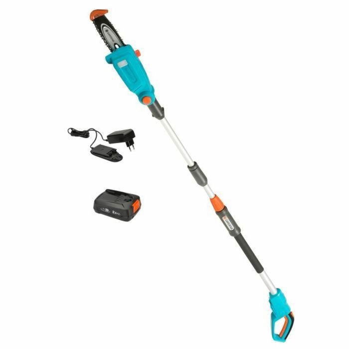GARDENA TCS 20 / 18V P4A Podadora de Pértiga con Batería 18V 2.5Ah y Cargador, Cabezal Giratorio, Alcance 4m, Guía 20cm 3