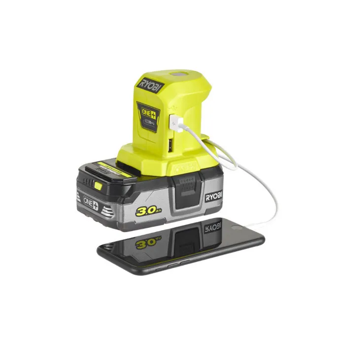 Ryobi R18USB Cargador USB ONE + 18 voltios, 2 Puertos USB 1