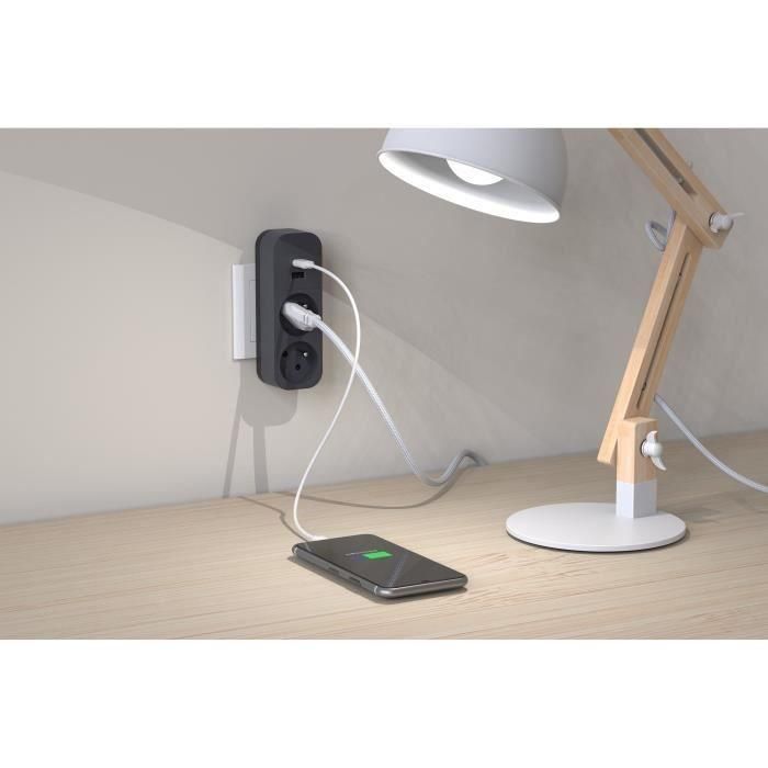 Quarx QUA4004282472421 Biplite: Enchufe Doble 2P 16A con Puertos USB-A y USB-C, Certificación NF 1