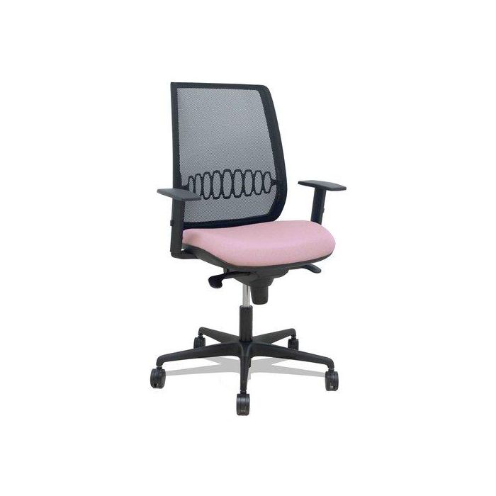 Silla Piqueras Y Crespo Alares Brazos Regulables Ergonomica Mecanismo Sincro Respaldo Malla Negra Asiento Tapizado Bali Rosa