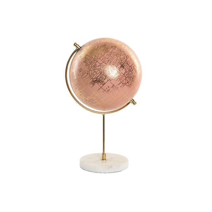 DKD Home Decor Globo Terráqueo Urban, Rosa y Blanco, de 18x18x30 cm, con Base de Mármol y Estructura de Hierro DKD Home Decor Globo Terráqueo Urban, Rosa y Blanco, de 18x18x30 cm, con Base de Mármol y Estructura de Hierro
