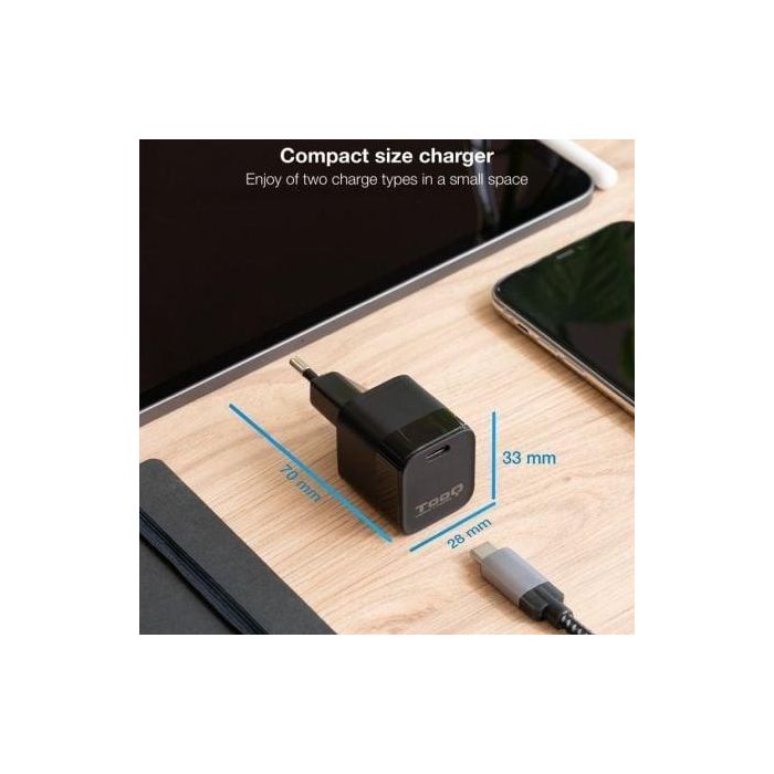 TooQ TQWC-PD20 Cargador de Pared USB-C PD20W de Carga Rápida Universal para Smartphones, Tablets y Otros Dispositivos Móviles Negro 2 TooQ TQWC-PD20 Cargador de Pared USB-C PD20W de Carga Rápida Universal para Smartphones, Tablets y Otros Dispositivos Móviles Negro 2