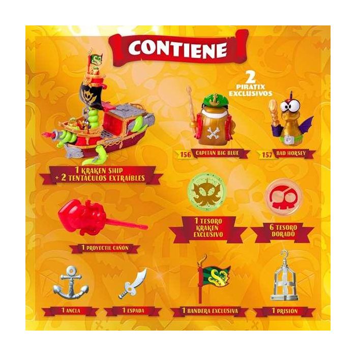 Magic Box Barco Pirata Kraken PPXSP112IN20 con Cañón, Catapulta y Prisión para 10 Figuras Piratix 3
