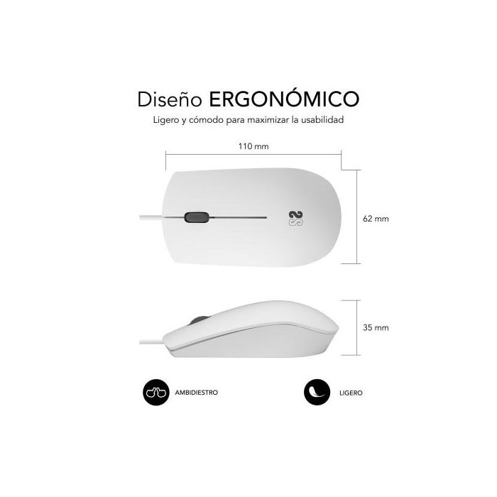 Ratón Subblim SUBMO-B2BS002 Blanco 1200 DPI 2 Ratón Subblim SUBMO-B2BS002 Blanco 1200 DPI 2