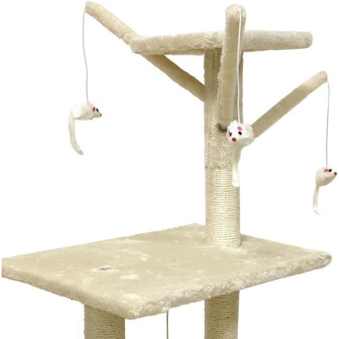 JIPSY ALC12 Árbol para Gatos Mediano con Nicho, Rascador de Sisal y Felpa, 3 Plataformas y Escalera Beige 79x34x138 cm 3 JIPSY ALC12 Árbol para Gatos Mediano con Nicho, Rascador de Sisal y Felpa, 3 Plataformas y Escalera Beige 79x34x138 cm 3