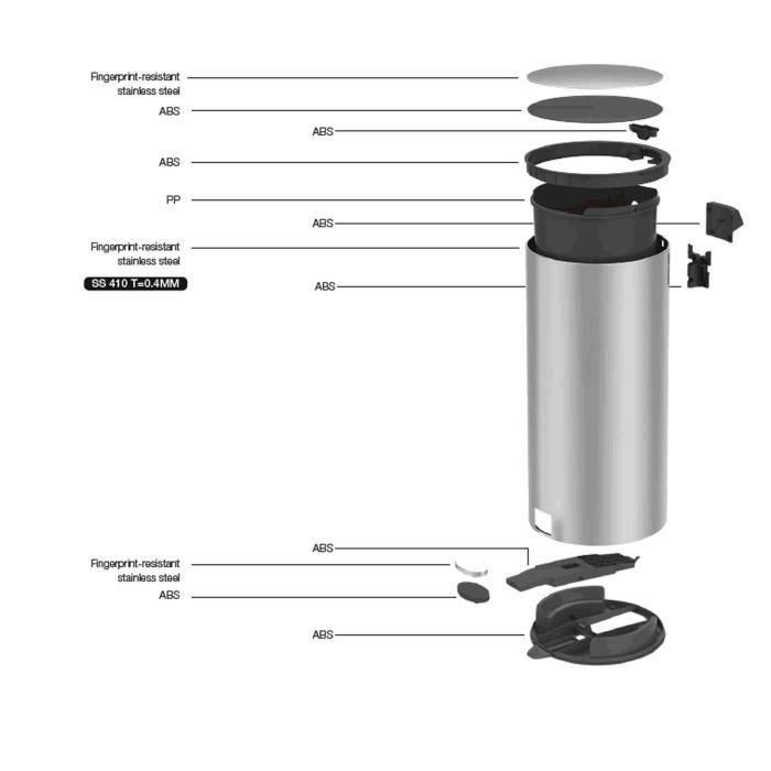 MOVIMIENTO DE COCINA Pedal Kitchen Waste Bin Forest - 30L - Negro mate 4